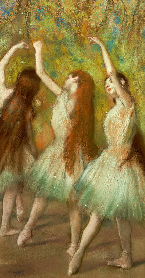 Edgar Degas Pastel - Green Dancers by Edgar Degas