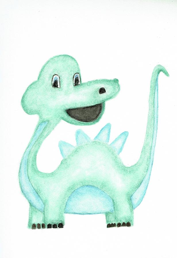 Green Dinosaur  Drawing by Sarah Warman