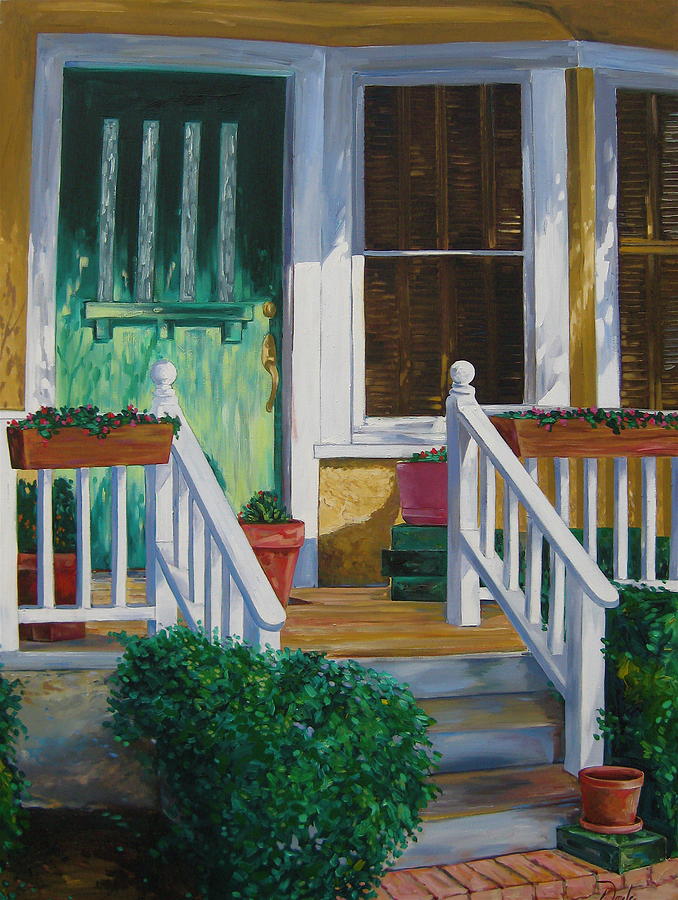 Green Painting - Green Door by Karen Doyle Green Painting - Green Door by Karen Doyle