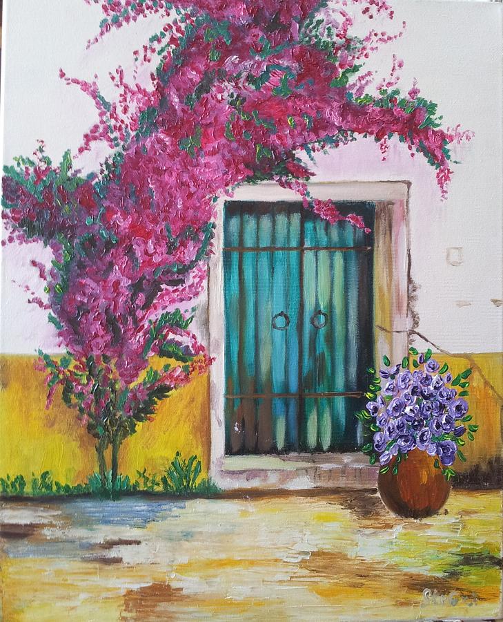 Green door Toscana Painting by Stefka Hristova - Fine Art America