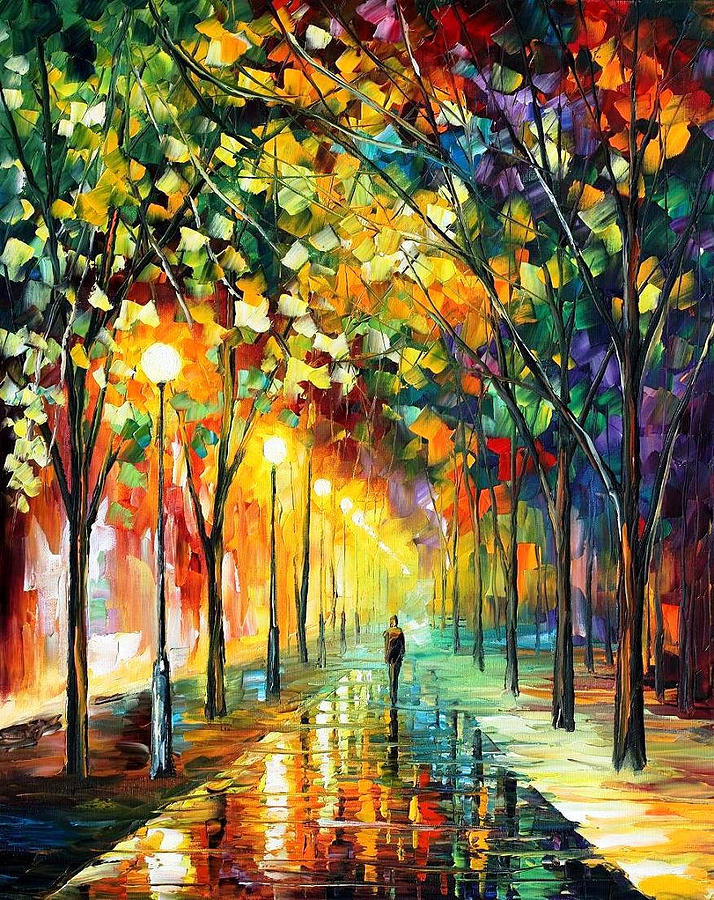 Green Dreams - PALETTE KNIFE Oil Painting On Canvas By Leonid Afremov by  Leonid Afremov