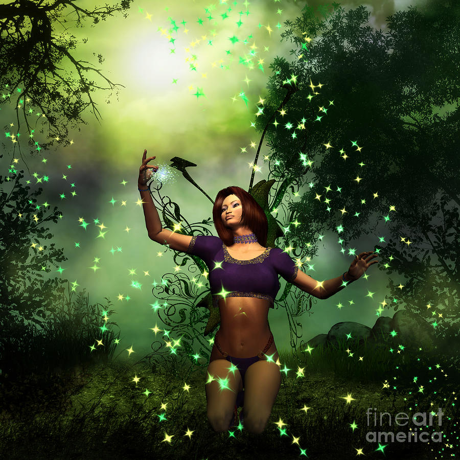 Green Earth Fairy Digital Art by Dorothy Lee