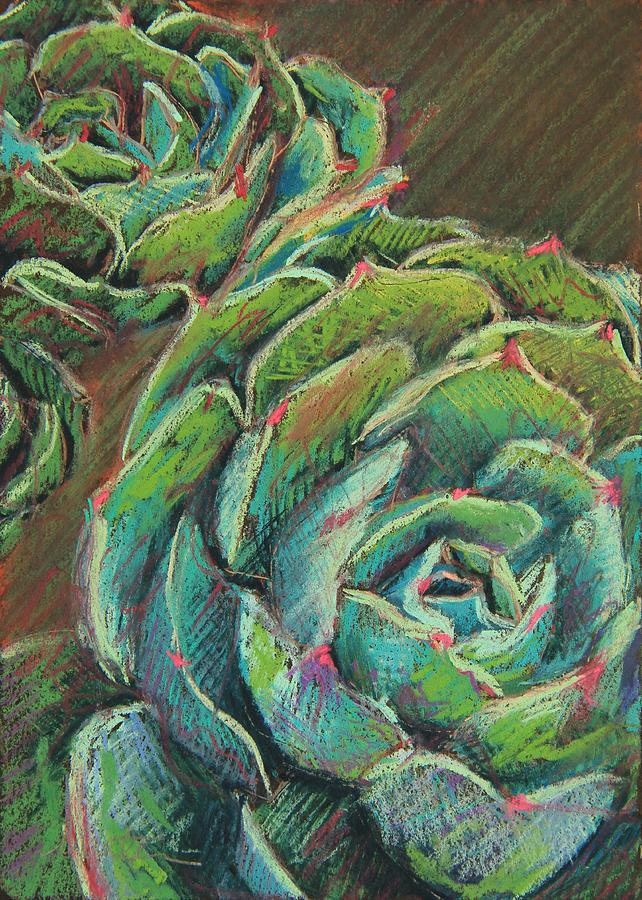 Nature Painting - Green Echeveria by Athena Mantle