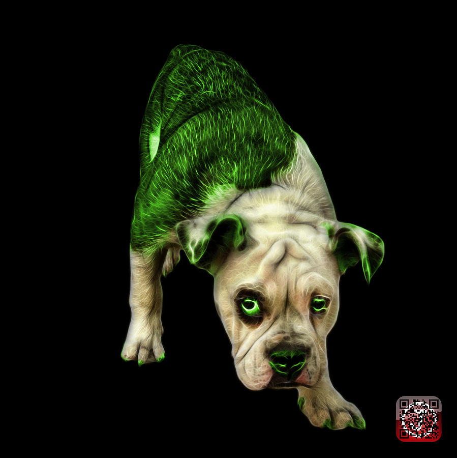 Green English Bulldog Dog Art - 1368 - BB Painting by James Ahn