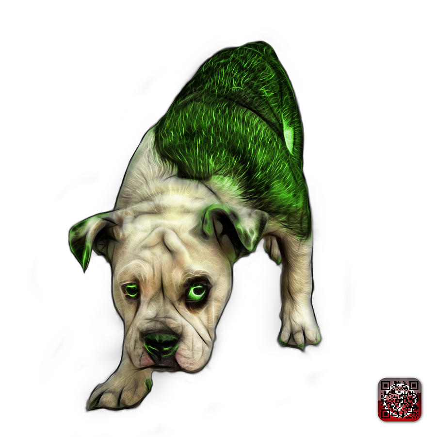 Green English Bulldog Dog Art - 1368 - WB Painting by James Ahn