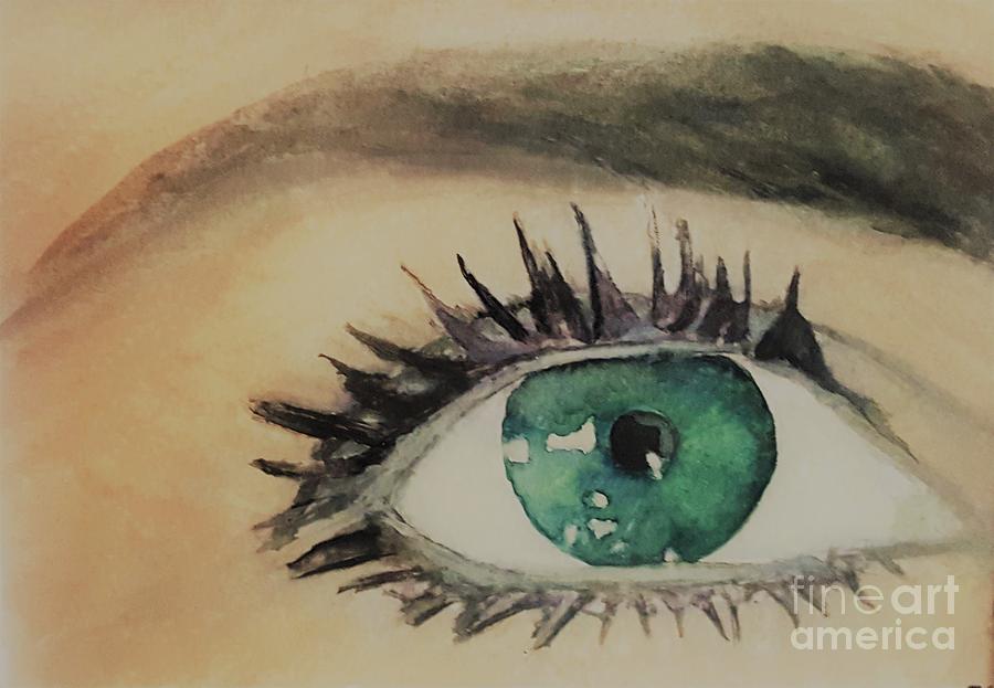 Green Eye  Painting by Tracey Lee Cassin
