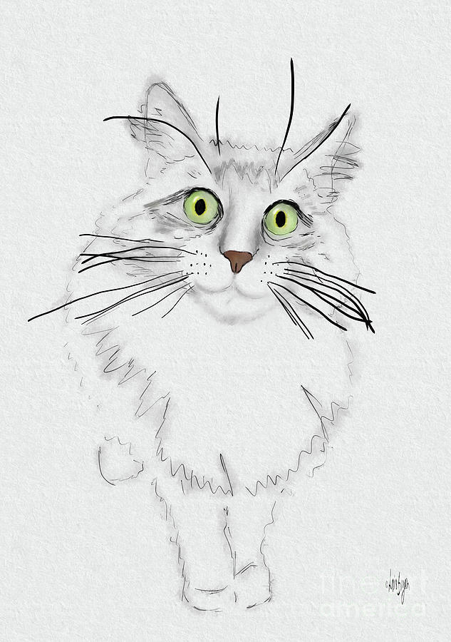 Green Eyed Greedy Cat Digital Art by Lois Bryan