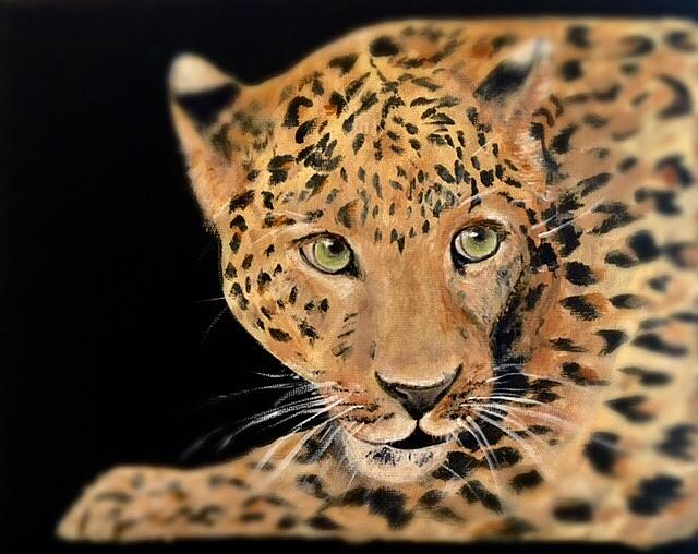 Green Eyed Leopard Painting by LaChelle Koester - Pixels