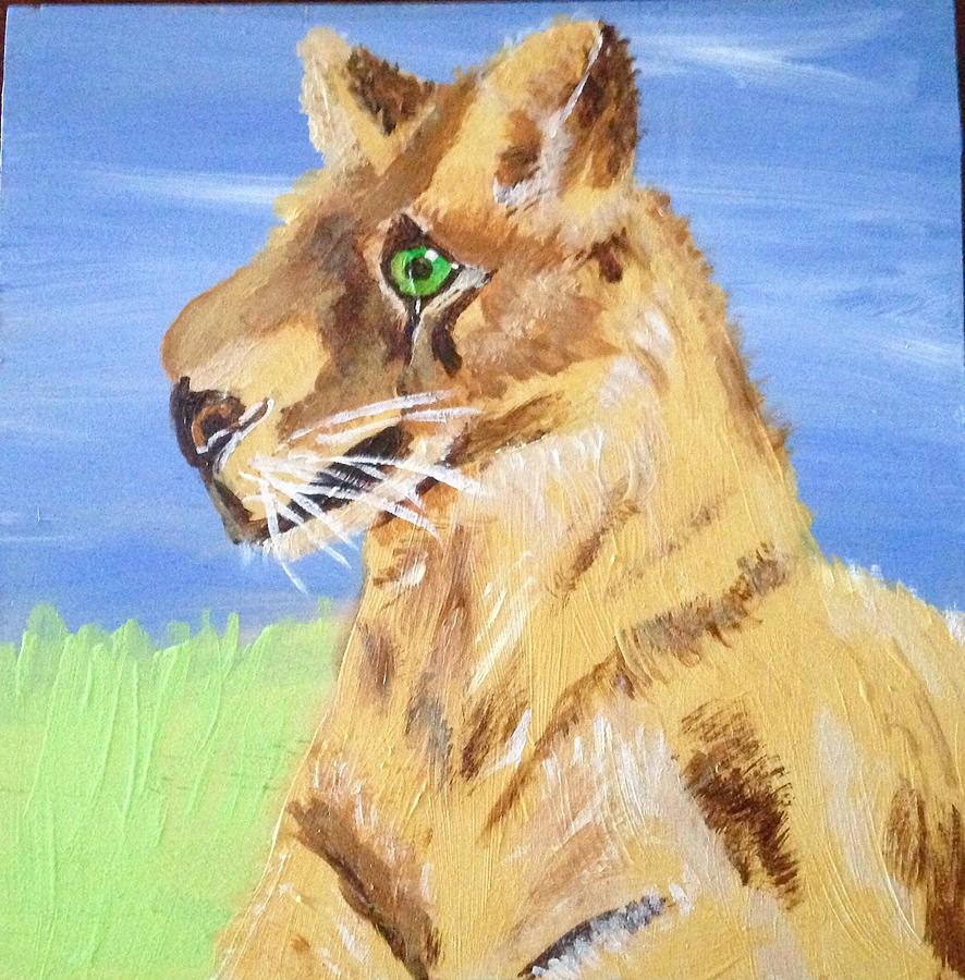 Tiger Painting - Green Eyed Tiger by Brenda L Smith