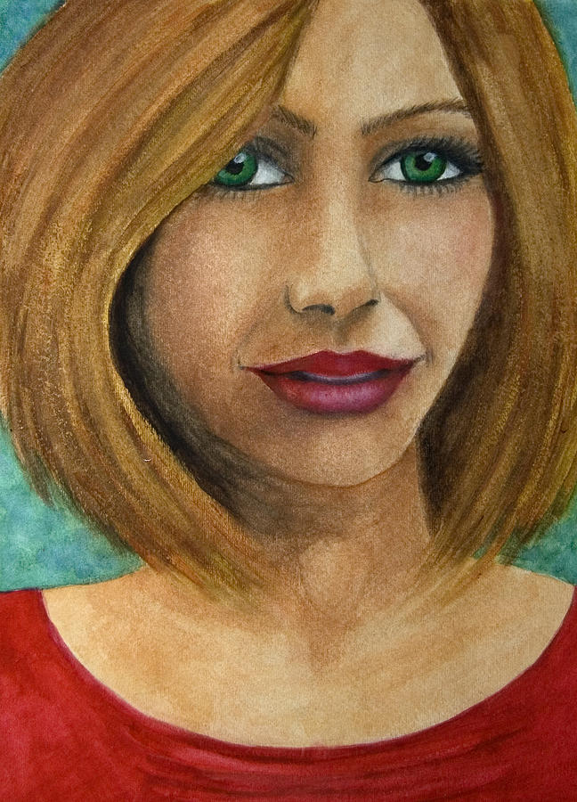 Green Eyes Painting by Barbara J Blaisdell