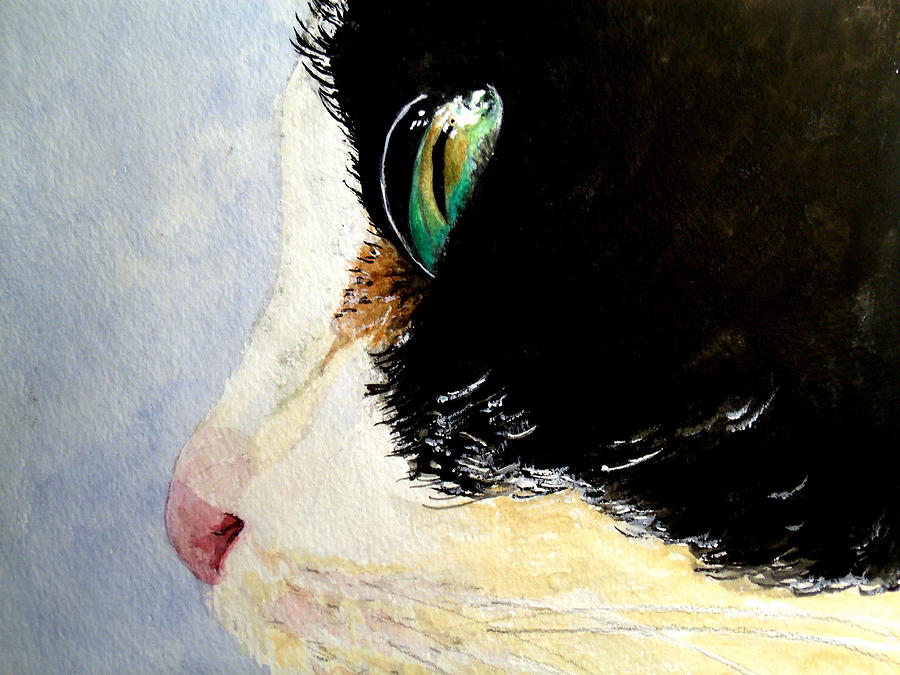 Green eyes Painting by Carol Grimes