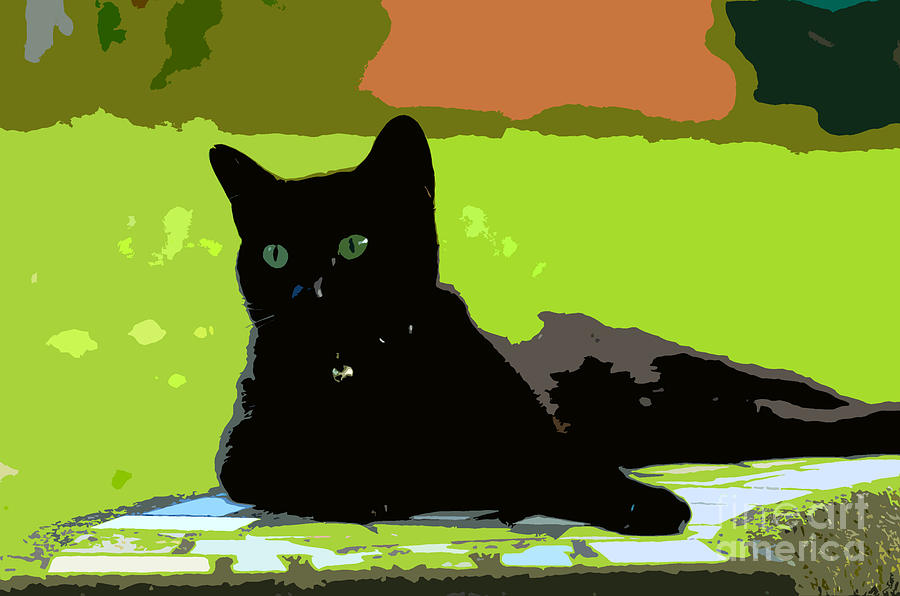 Cat Painting - Green eyes by David Lee Thompson