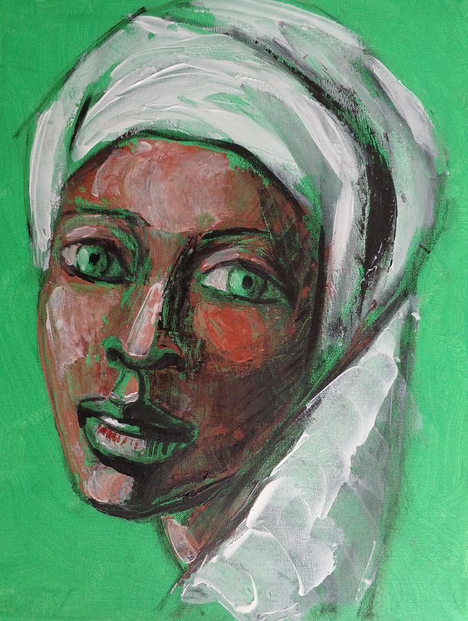 Green Eyes - Portrait Of A Woman Painting by Carmen Tyrrell