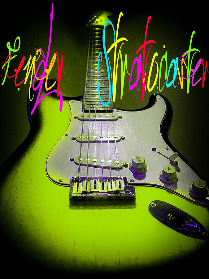 Green Stratocaster Guitar Digital Art by Guitarwacky Fine Art