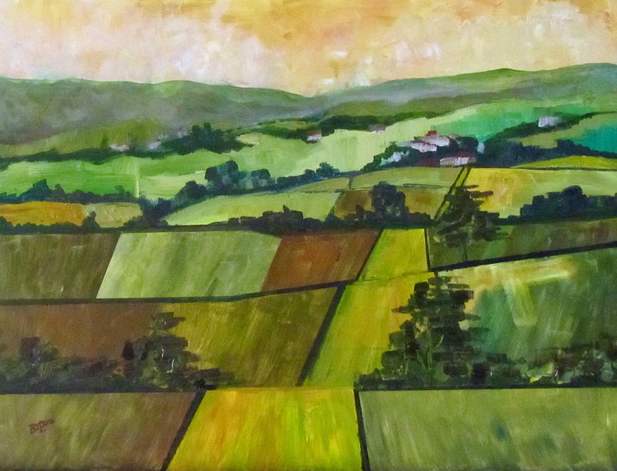 Green Fields Painting by Barbara OToole