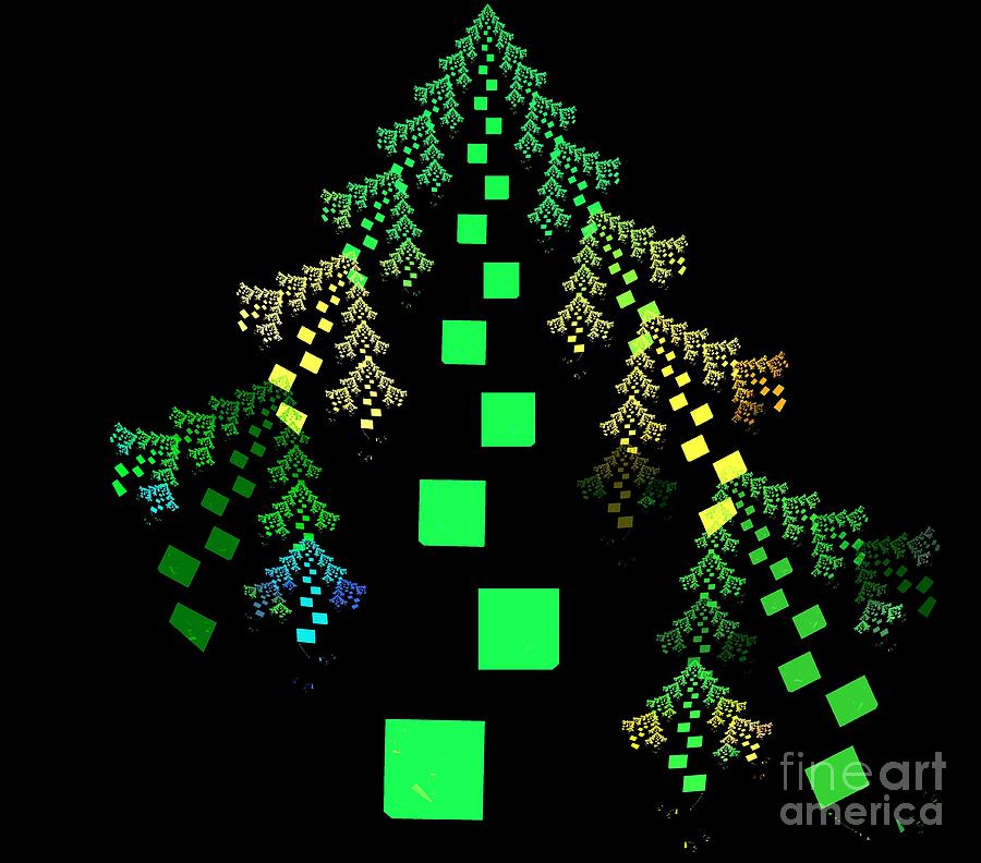 Abstract Digital Art - Green Fir Tree by Kim Sy Ok