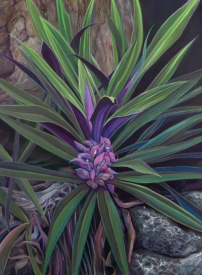 Bromeliad Painting - Green Fire by Hunter Jay