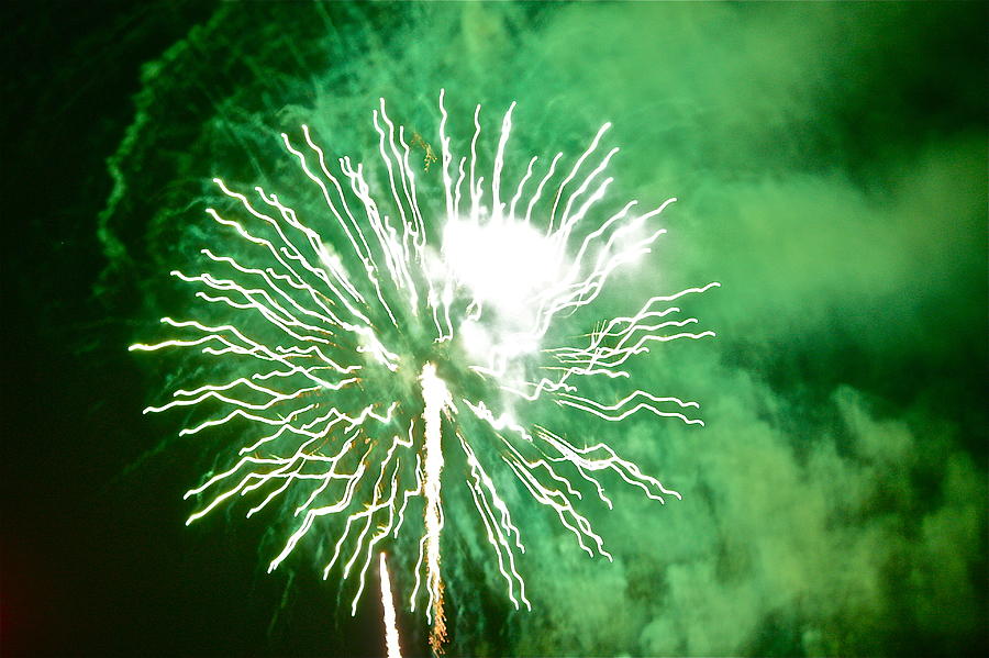 Green Fireworks Photograph by Diana Hatcher