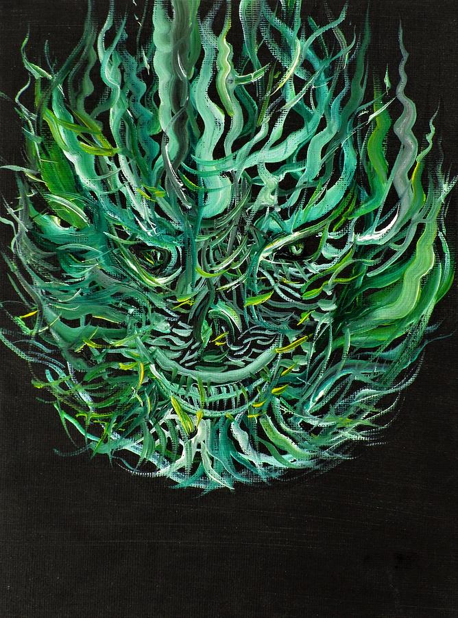 Green Flame Painting by Fabrizio Cassetta
