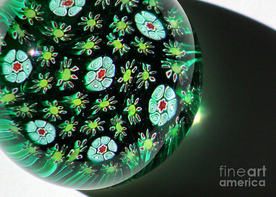 Green Floral Glass Abstract Close-up Photograph by Karen Adams