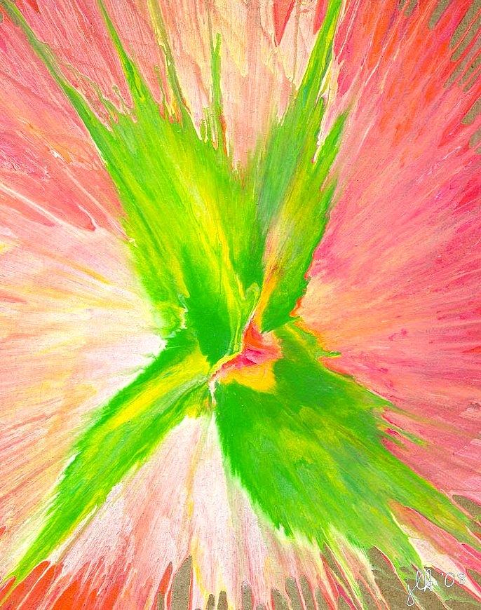 Green Flower Painting by Lori Kingston