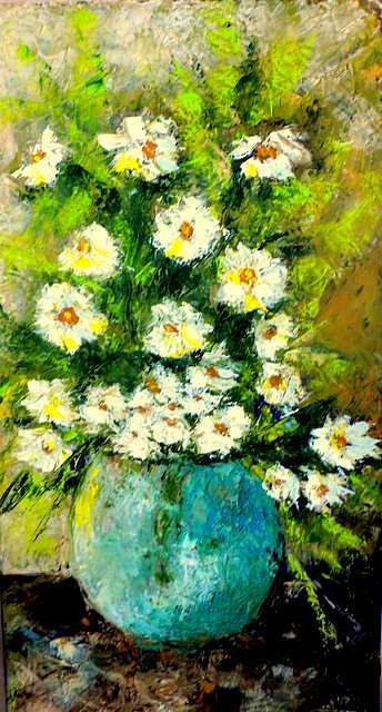 Green Flowers Painting by Shuly Haimsohn Weiner | Fine Art America