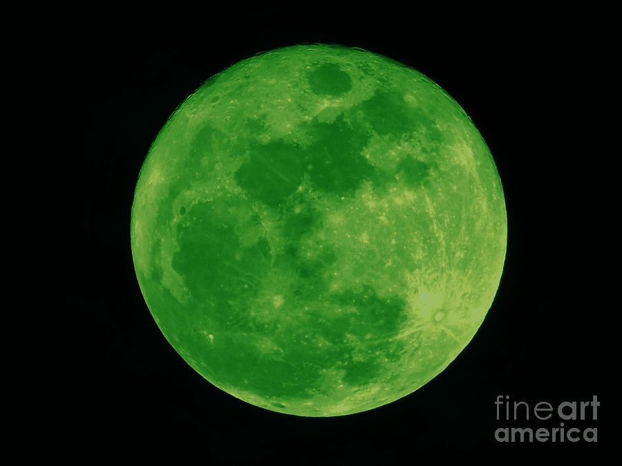 Green Full Moon Photograph by D Hackett