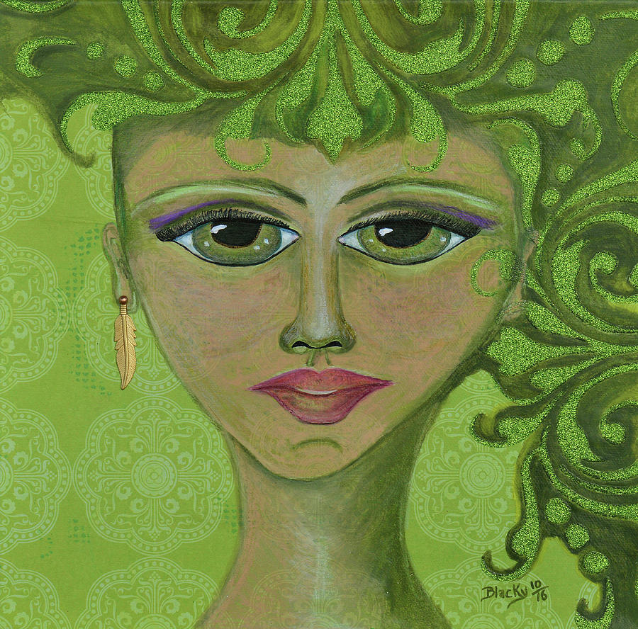 Green Genie Painting by Donna Blackhall