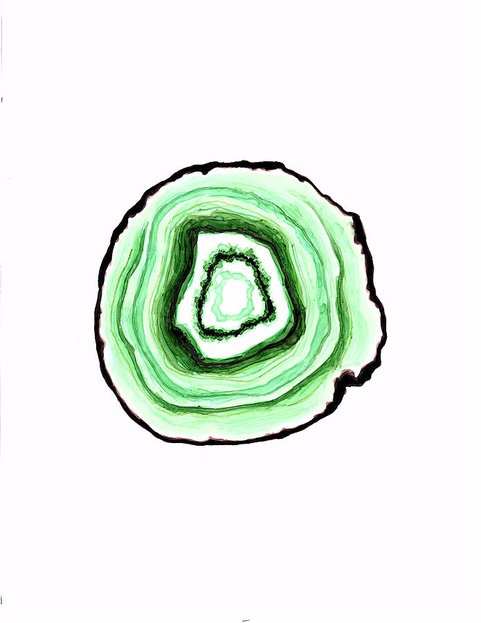 Green Agate Drawing - Green Geode by Shanon Rifenbery