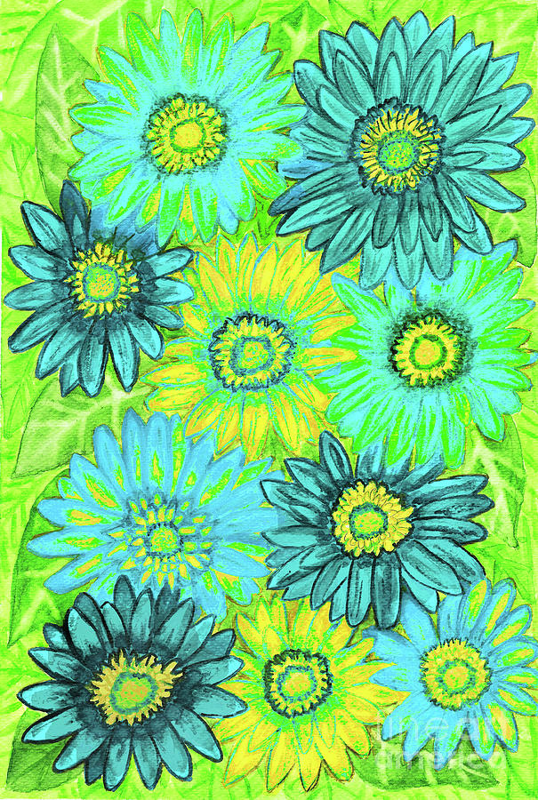 Green Gerbera flowers Painting by Irina Afonskaya