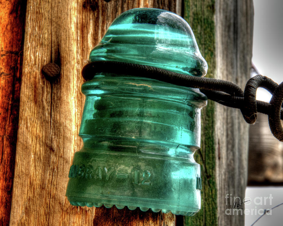 Green Glass Insulator Photograph by Mark Valentine