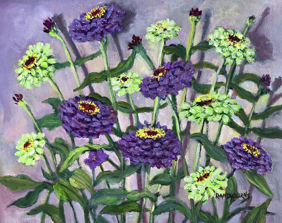 Green, Gold and Violet Painting by Rand Burns