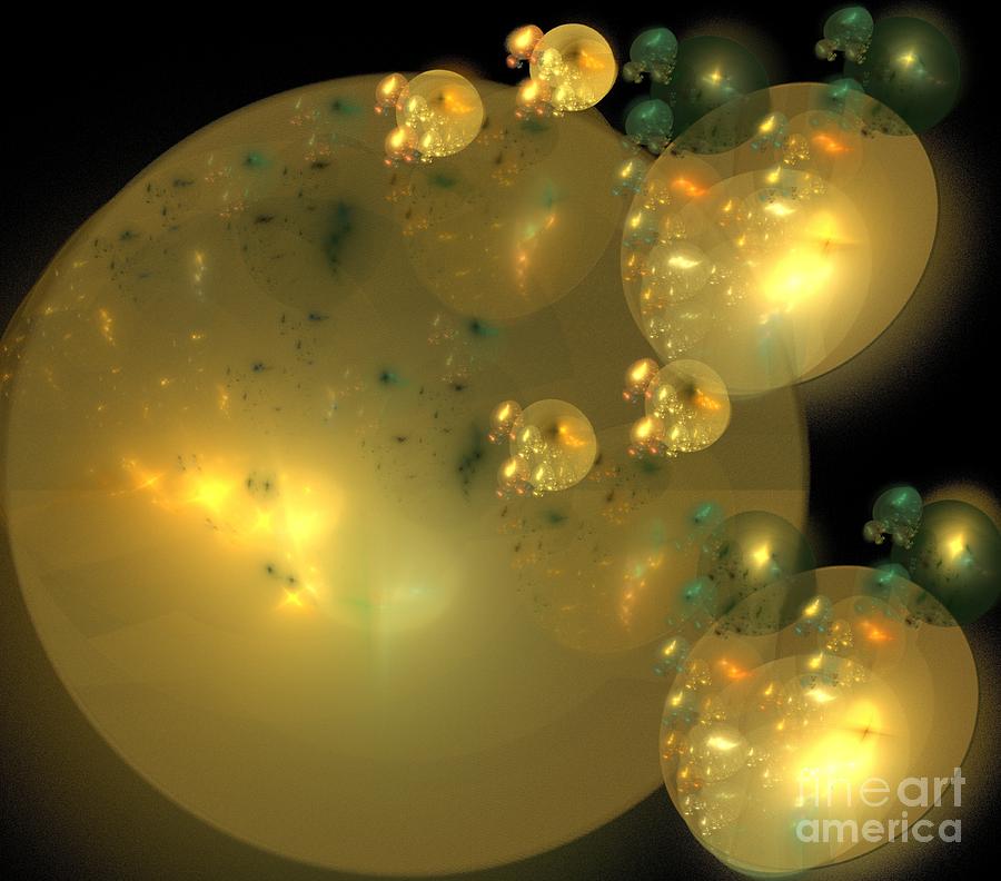 Abstract Digital Art - Green Gold Eggs by Kim Sy Ok
