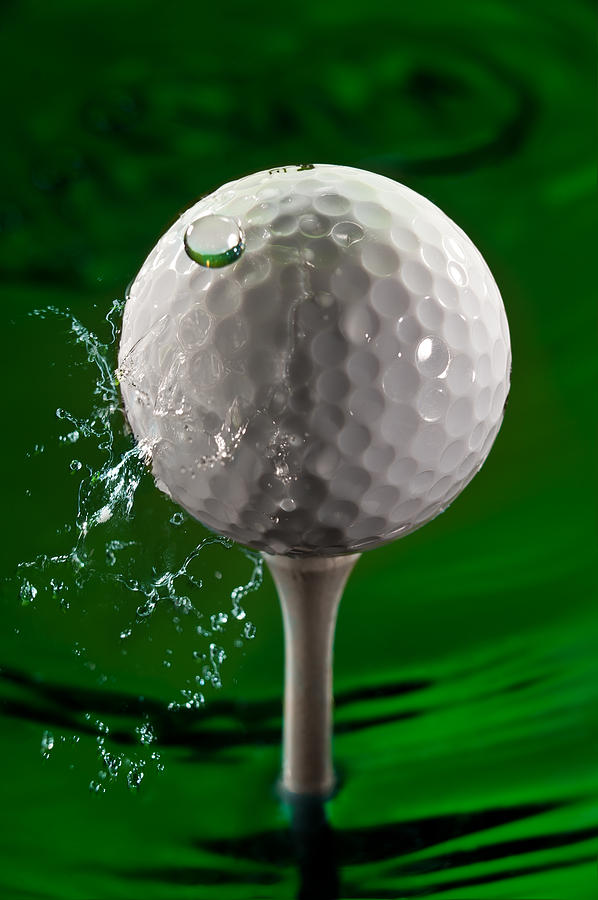Golf Photograph - Green Golf Ball Splash by Steve Gadomski