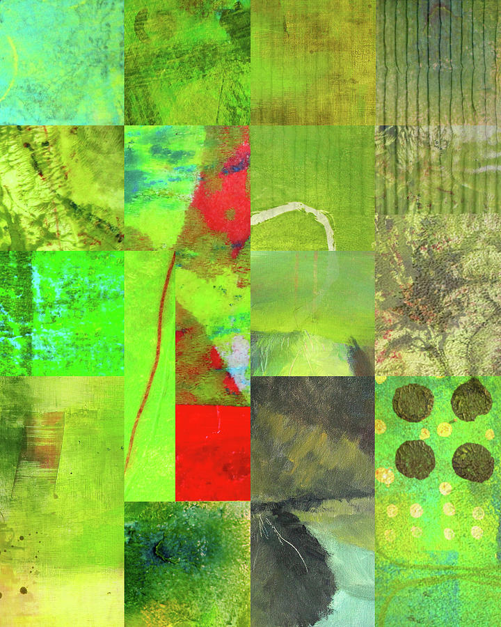 Green Grid Digital Art by Nancy Merkle