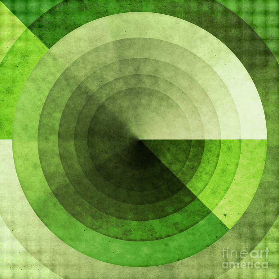 Green Grunge Circles Digital Art by Phil Perkins