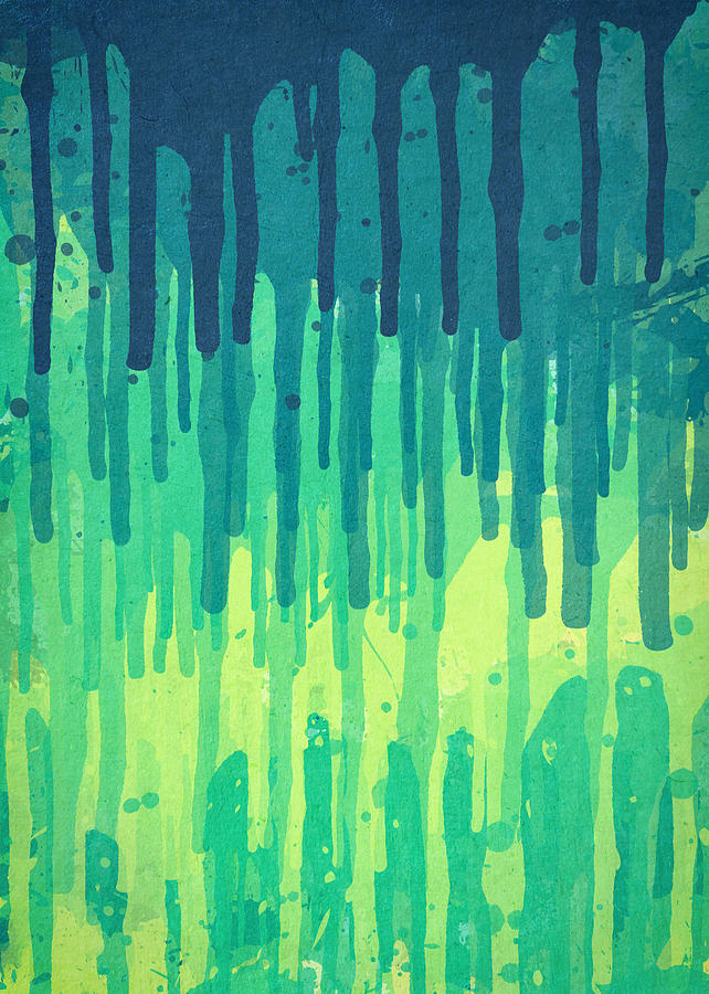 Abstract Digital Art - Green Grunge Color Splatter Graffiti Backstreet Wall Background by Philipp Rietz
