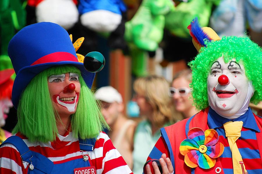 green-haired-juggling-clowns-photograph-by-bob-cuthbert-fine-art-america