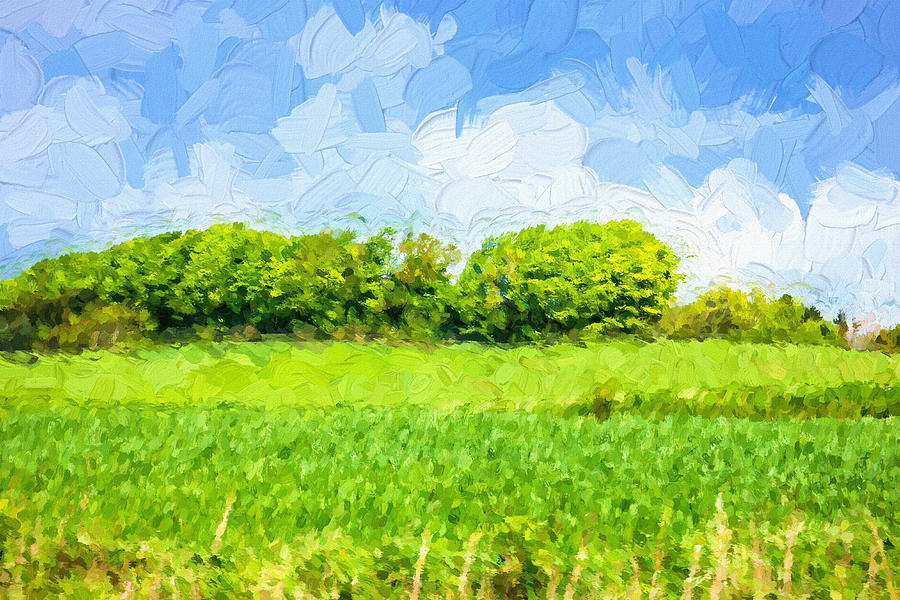 Green Hill Painterly Mixed Media by Pati Photography | Pixels