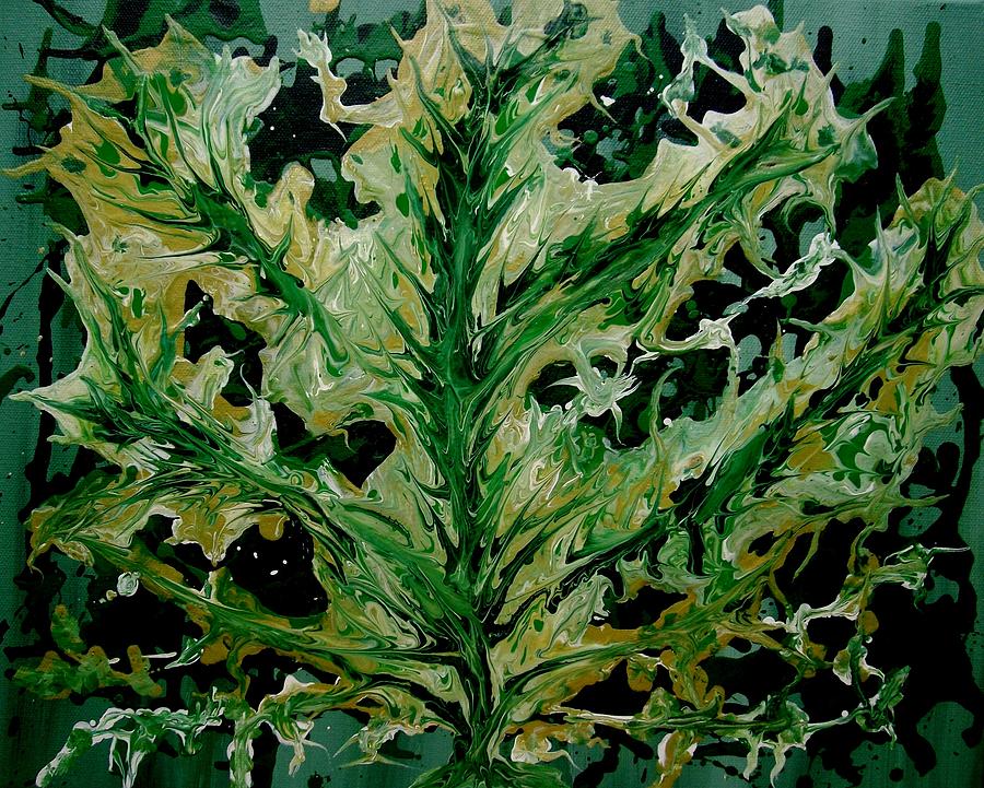Green Abstract Painting - Green in Motion by Georgeta  Blanaru