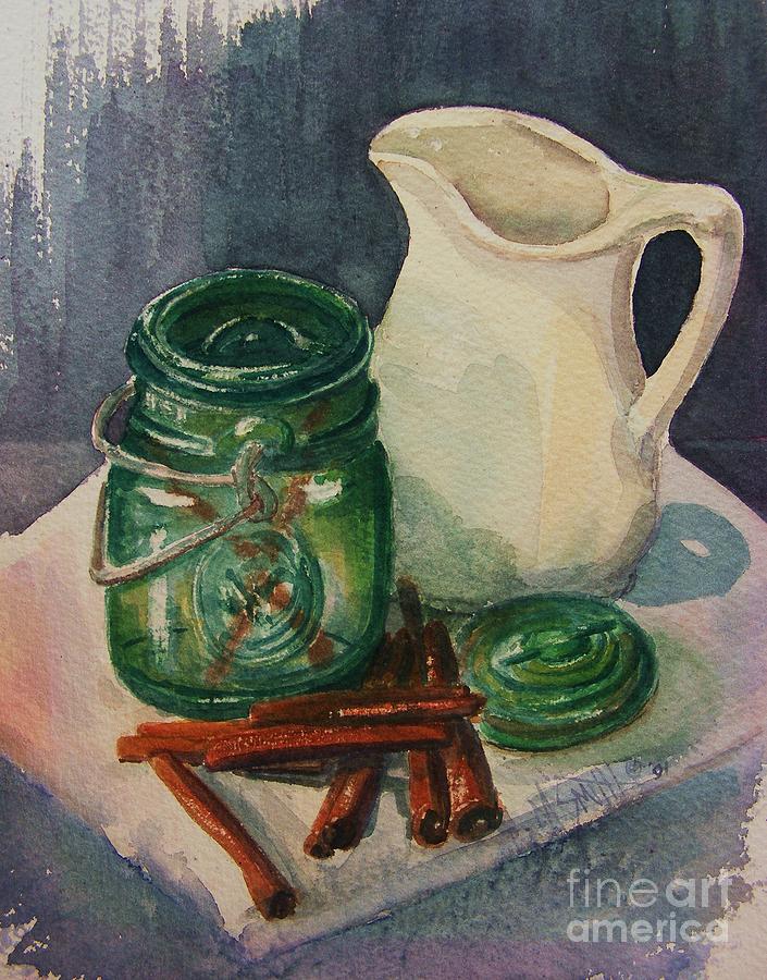 Green Jar Painting by Marilyn Smith