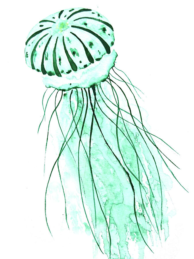 Green  Jellyfish Painting Painting by Color Color