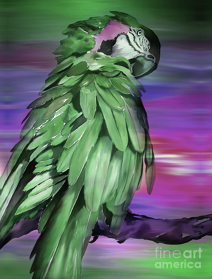 Parrot Painting - Green king parrot by Gull G