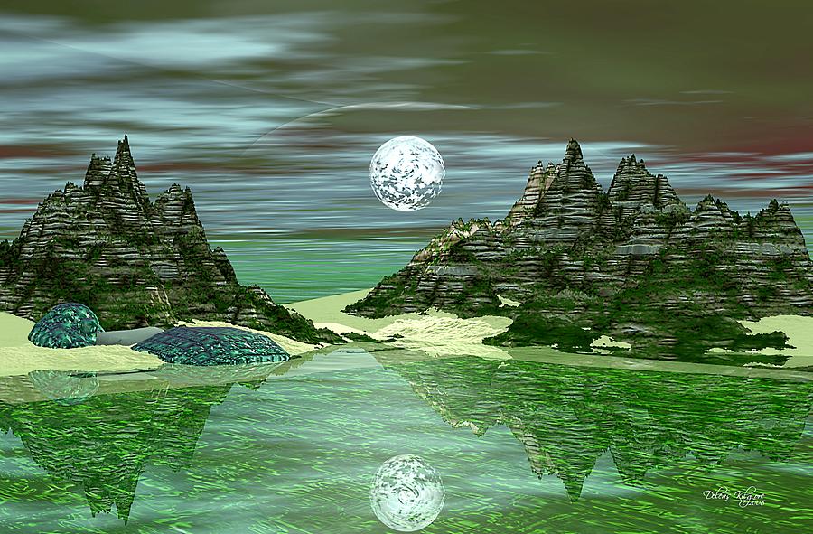 Mountain Digital Art - Green Lake by Deleas Kilgore