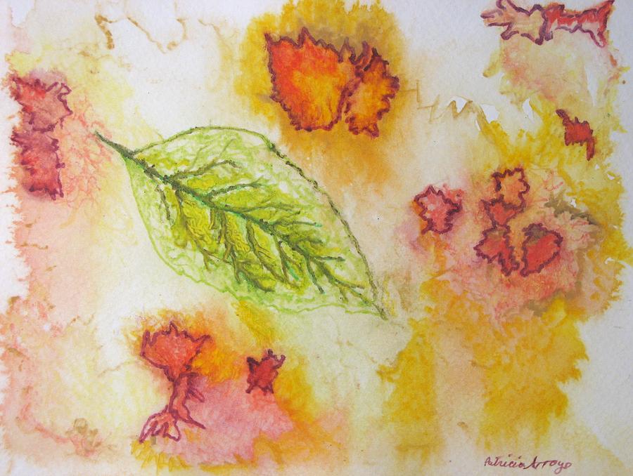 Green Leaf of Fall Painting by Patricia Arroyo