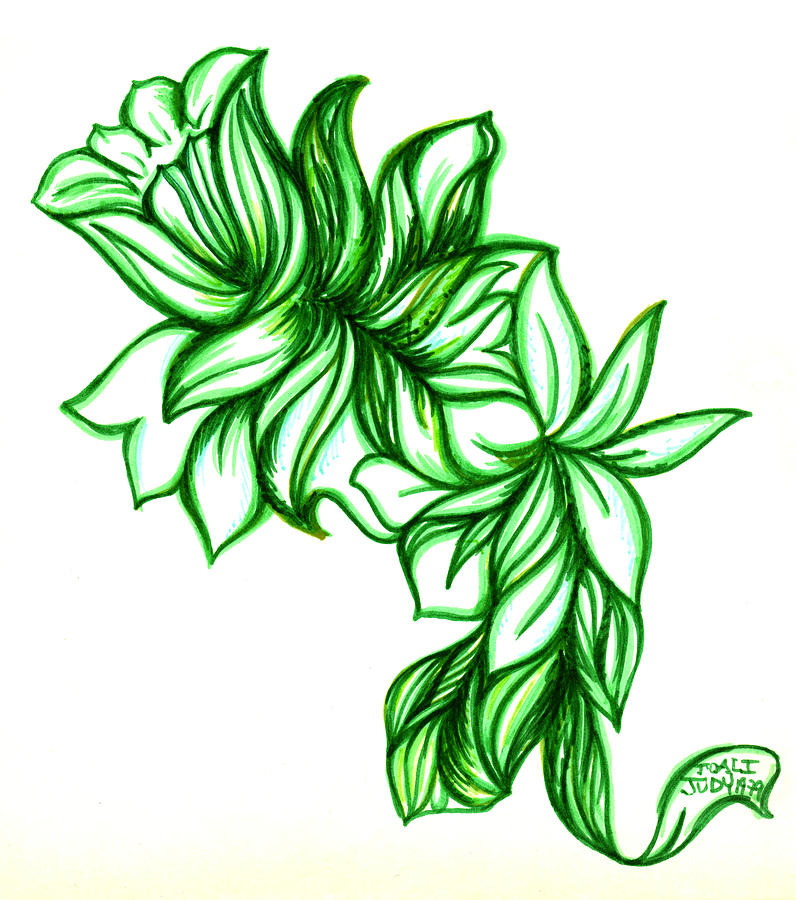 green leaves drawing