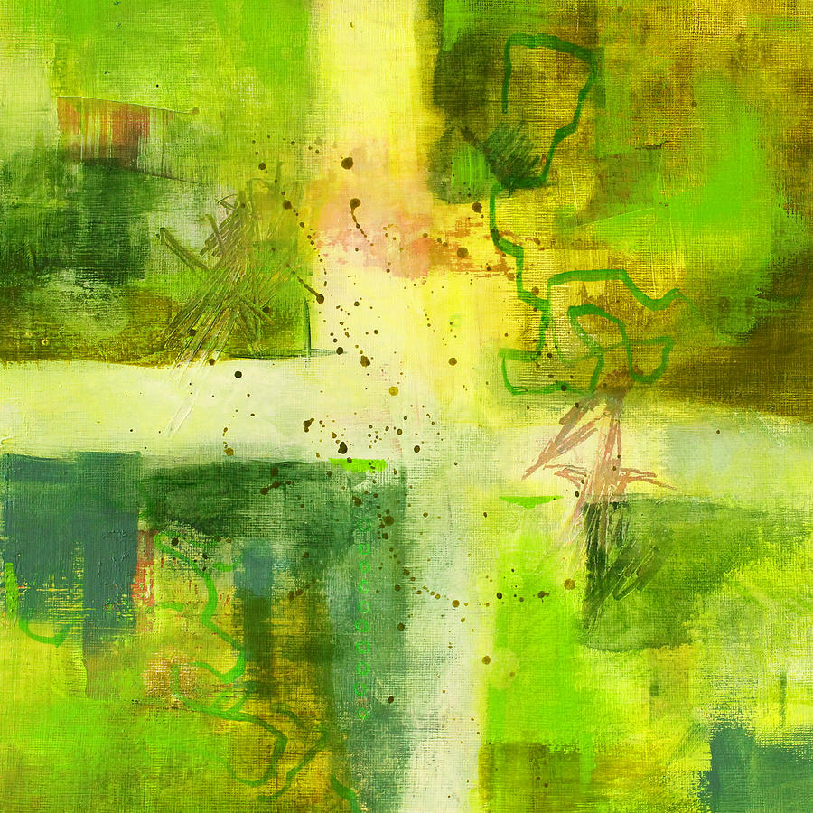 Abstract Painting - Green Light Abstract by Nancy Merkle