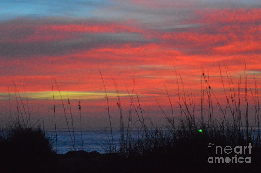 Green light buoy with spectacular sky 12-27-15 Photograph by Julianne Felton