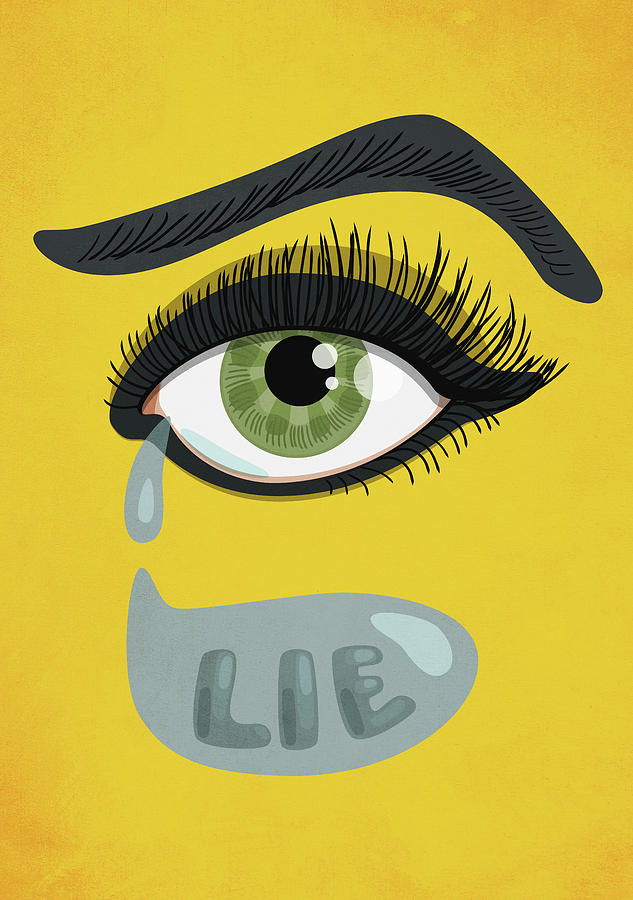 Green Lying Eye With Tears Digital Art by Boriana Giormova