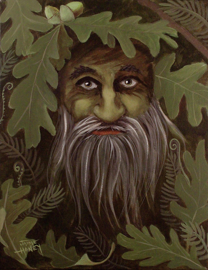 Green Man painting Painting by Jaime Haney